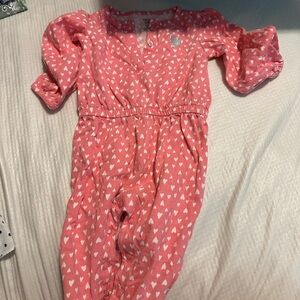 Pink Heart Patterned Baby Romper